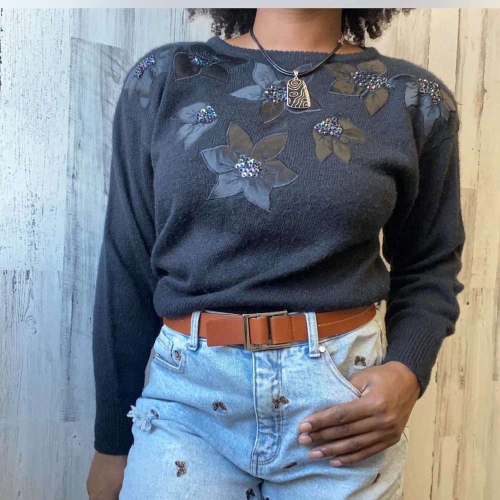 Embellished Black Sweater by Diversity